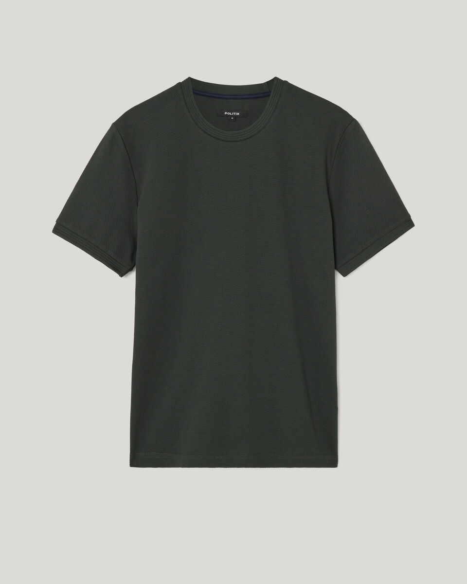 Slim Fit Jacquard Texture Tee, Khaki, hi-res